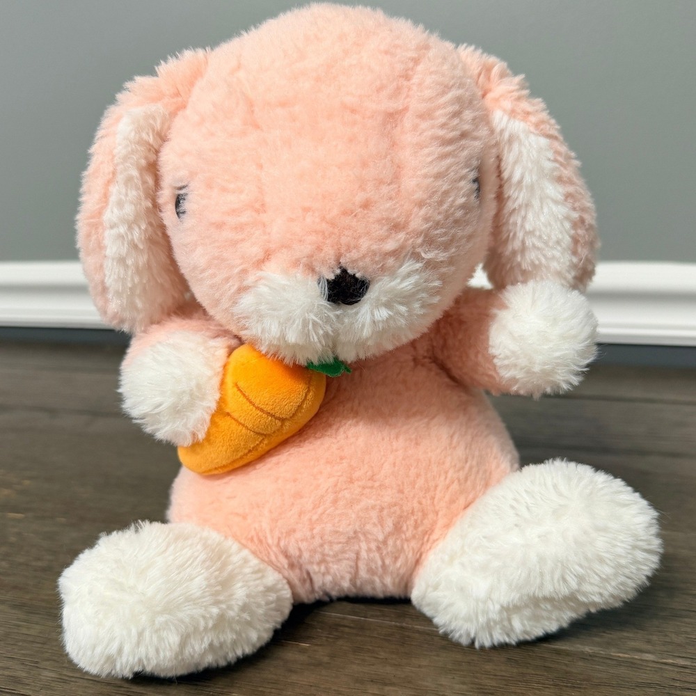 Vintage Carino‎ Pink Bunny Rabbit with Carrot Plush